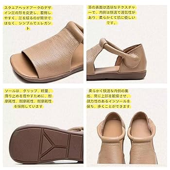 Amazon.co.jp: 手作りの本革サンダル レディース 神戸靴